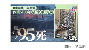 西班牙30年最慘重洪災釀95死 8小時降一年雨量 大量汽車被沖走 (星島網 - 20241031)